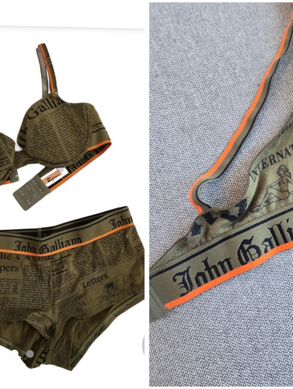 John Galliano Y2K Gazette Newspaper Print Bra 34D Or 34DD